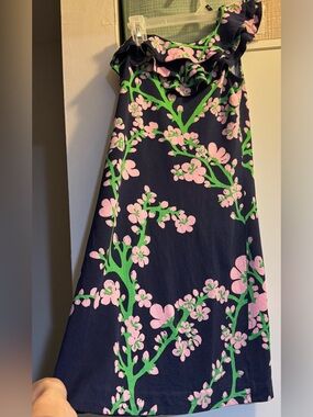 Lilly Pulitzer Whinnie Floral One Shoulder Ruffle Dress XS